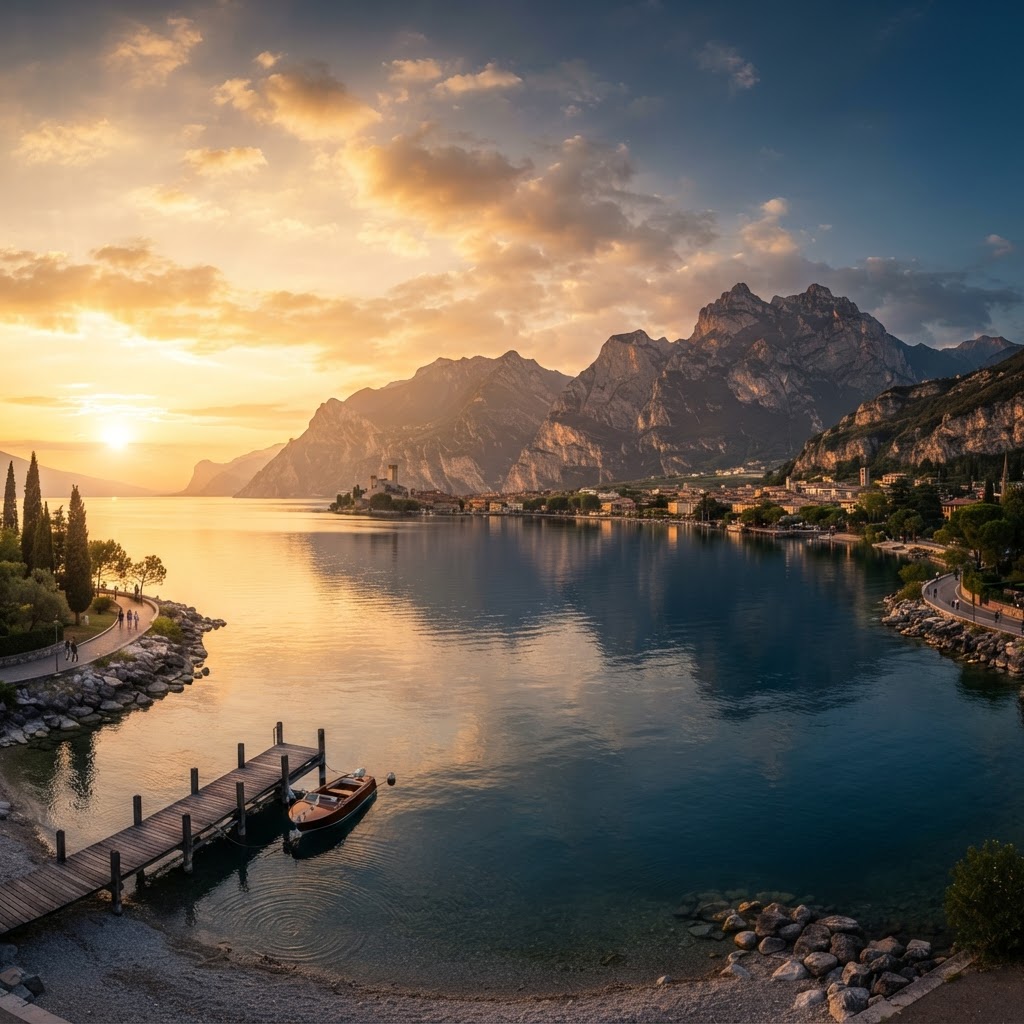 Lake Garda Summer Escapes: The Ultimate Travel Guide 2 Golden hour reflections over the northern reaches of Lake Garda.
