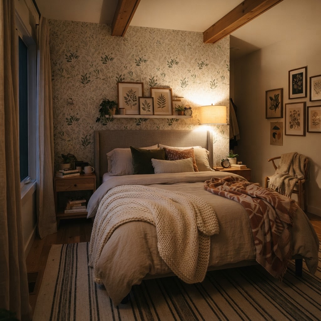 Peel-and-stick wallpaper provides a renter-friendly way to add personality.