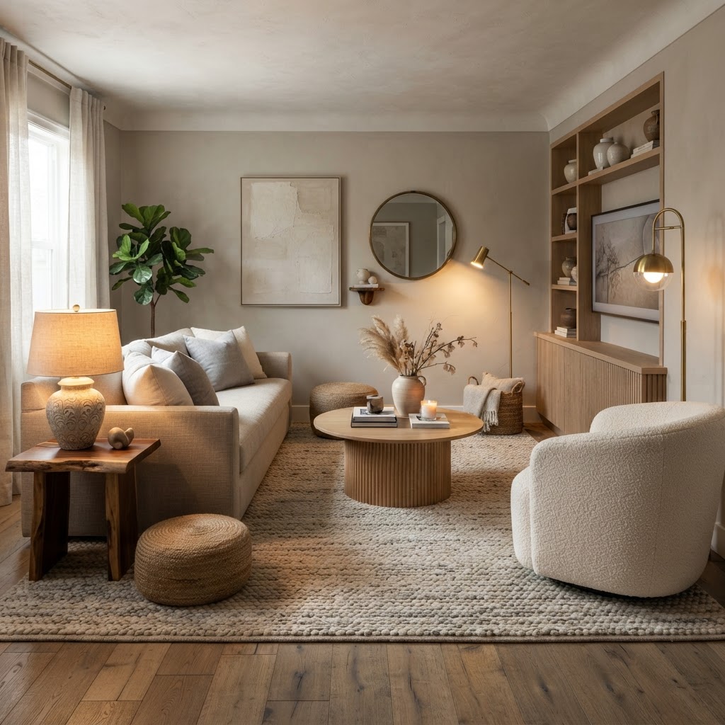 A well-placed area rug helps zone your living space effectively.