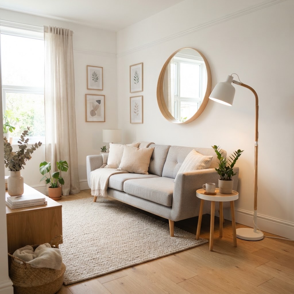 Use light colors and leggy furniture to create an illusion of space.