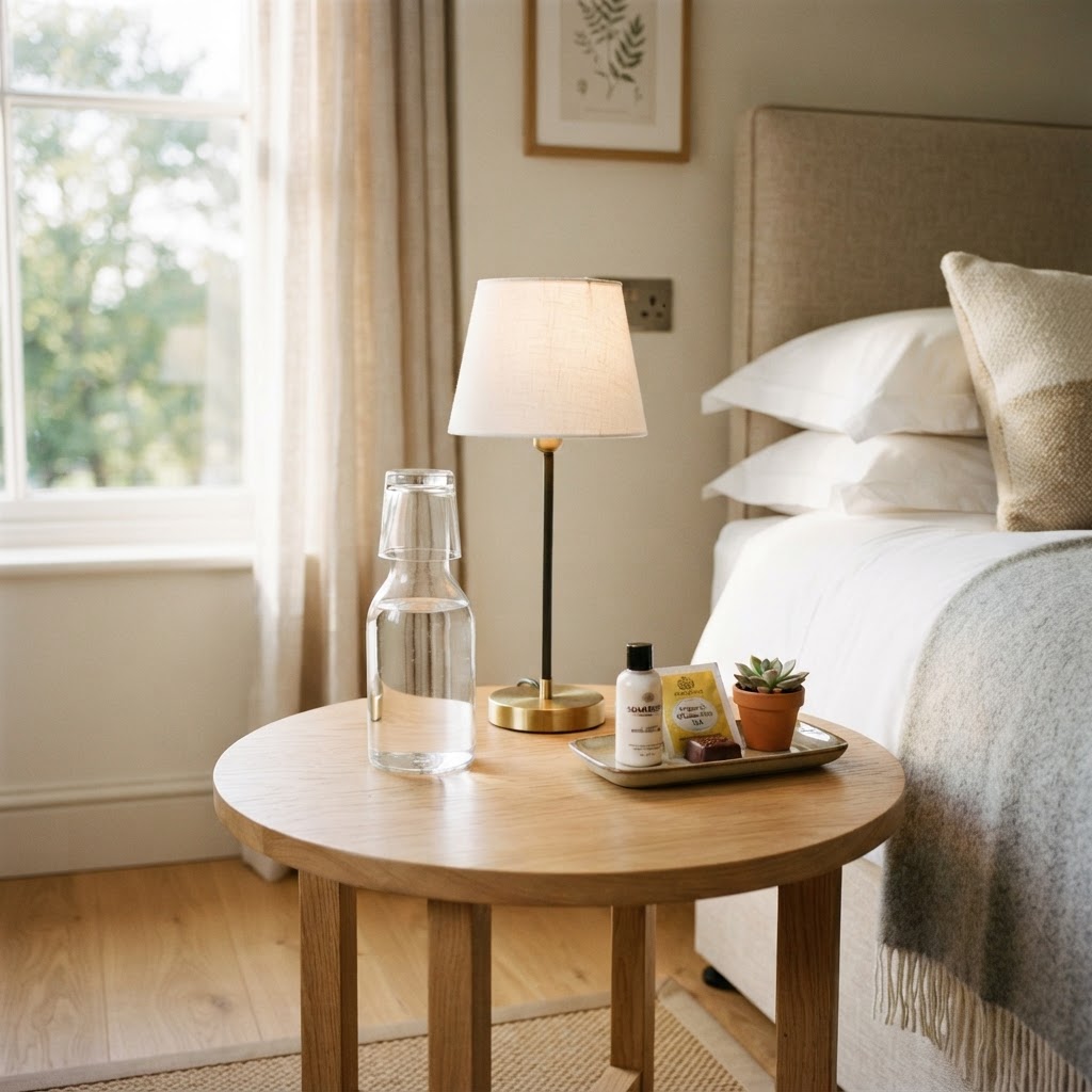 Thoughtful amenities make guests feel welcome in a modern space.