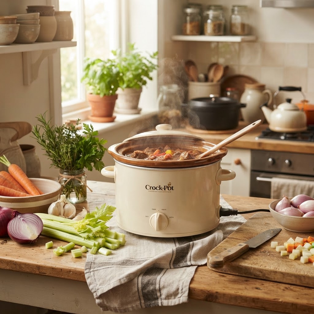 Fresh ingredients ready for the slow cooker.