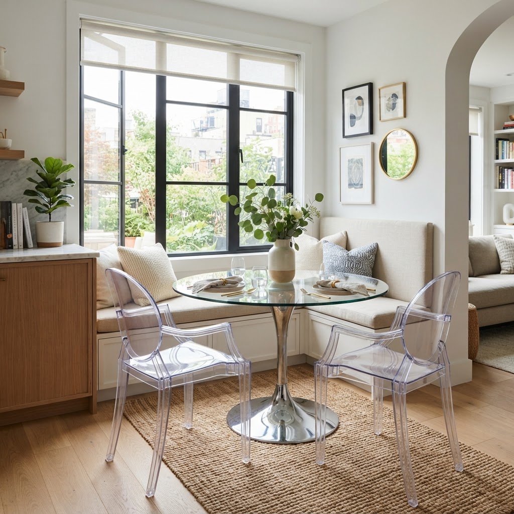 A dining nook that saves space while looking stylish and modern.
