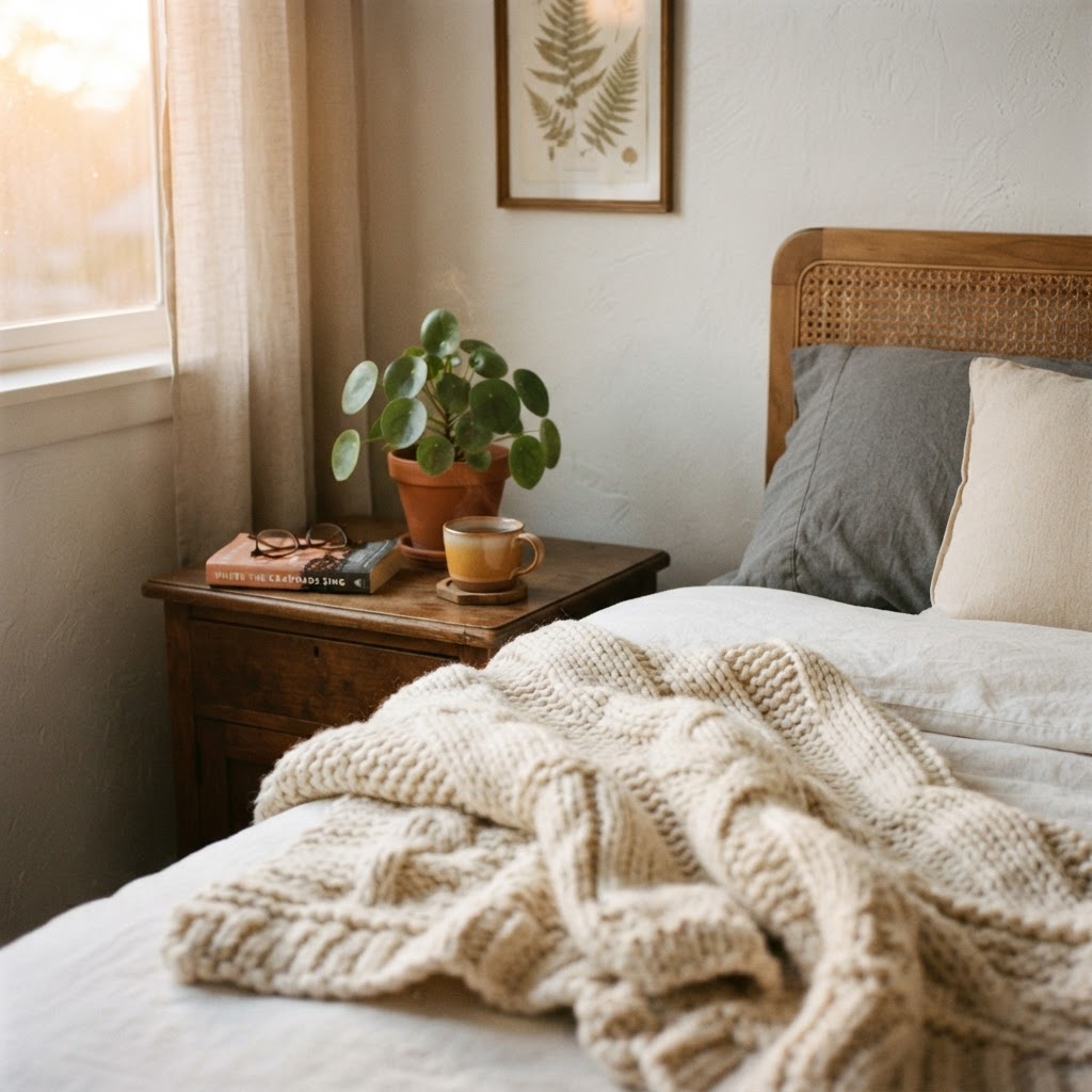 Texture adds warmth to any small bedroom design.