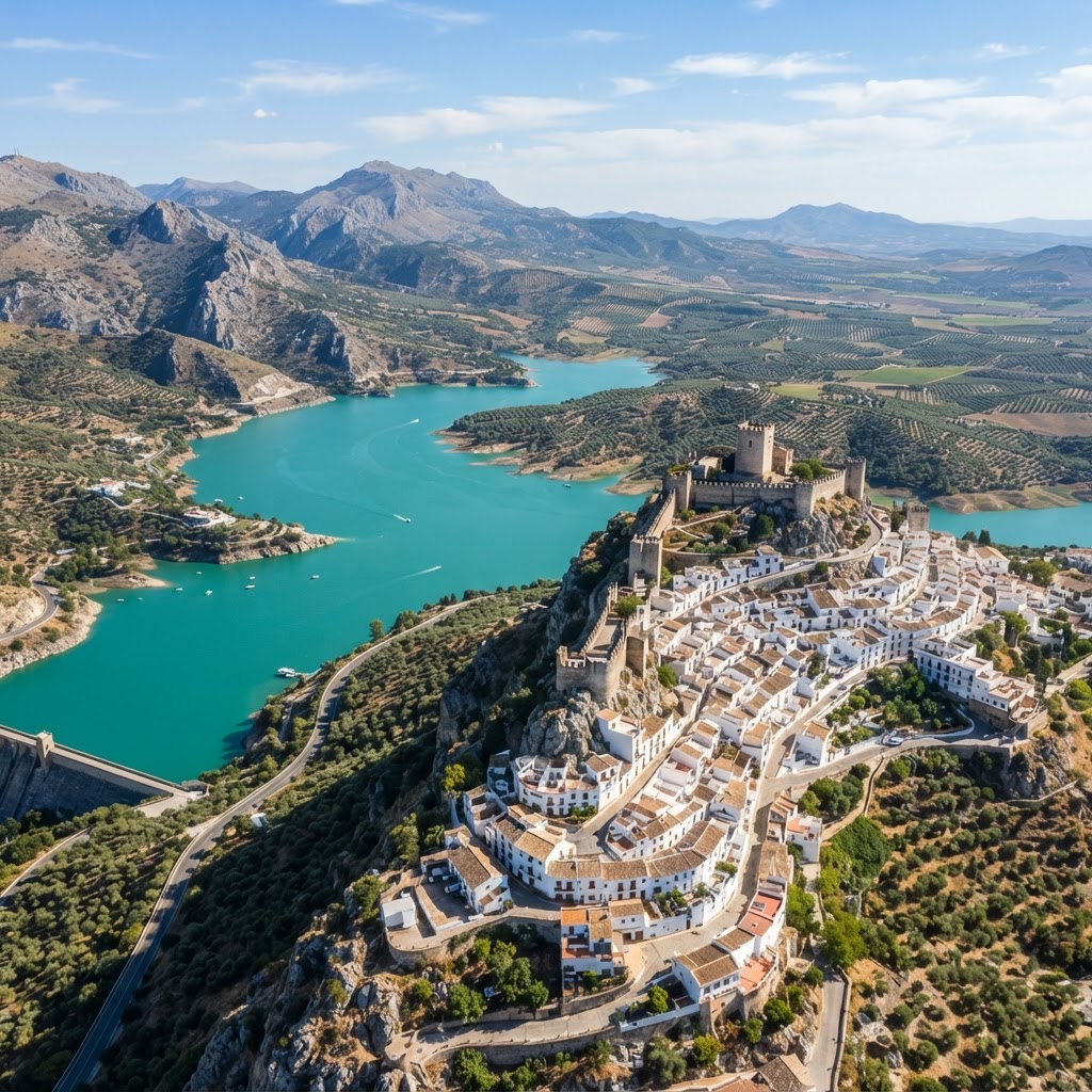 The breathtaking hilltop view from Zahara de la Sierra.