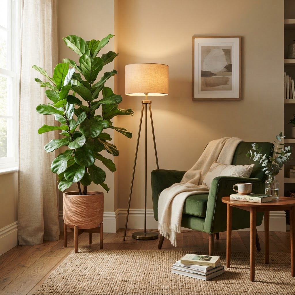 Large plants fill empty corners and bring life to any apartment interior.