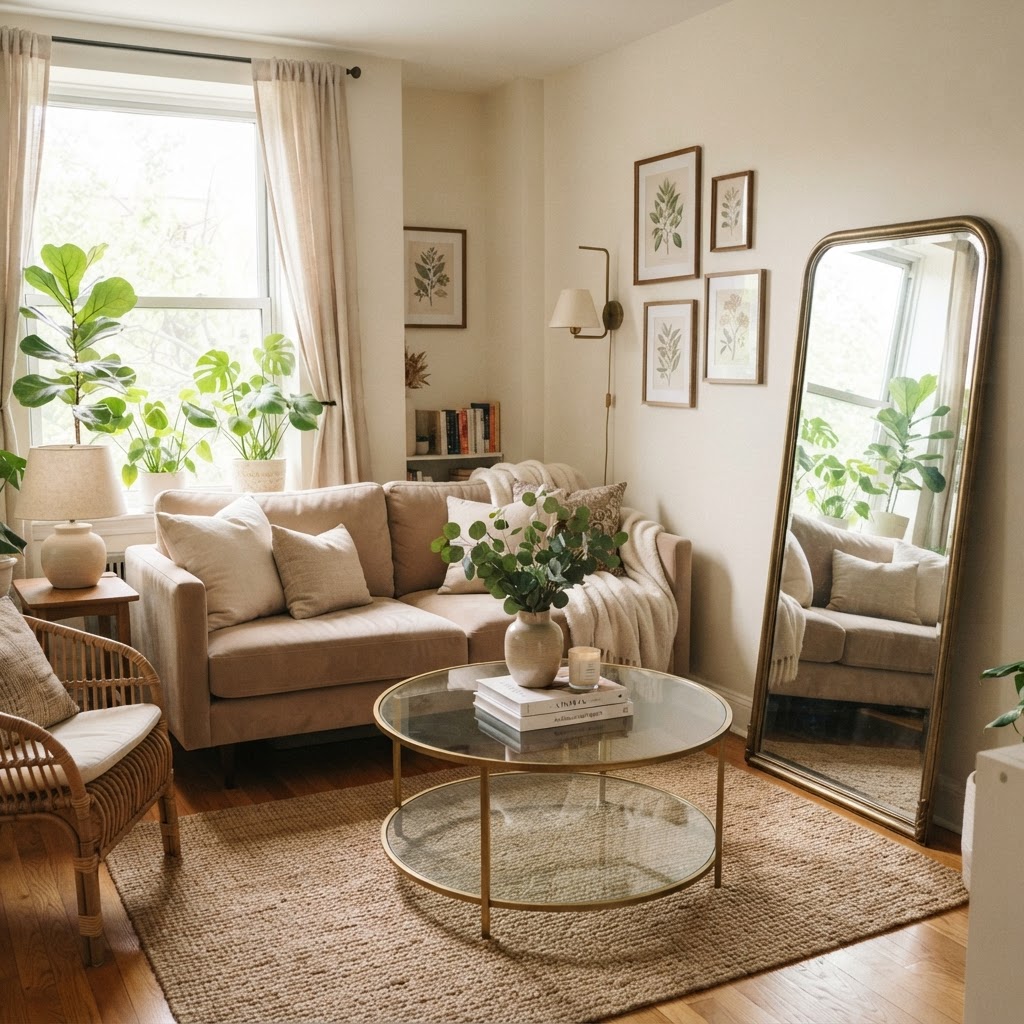 Use mirrors and light-colored furniture to maximize natural light.