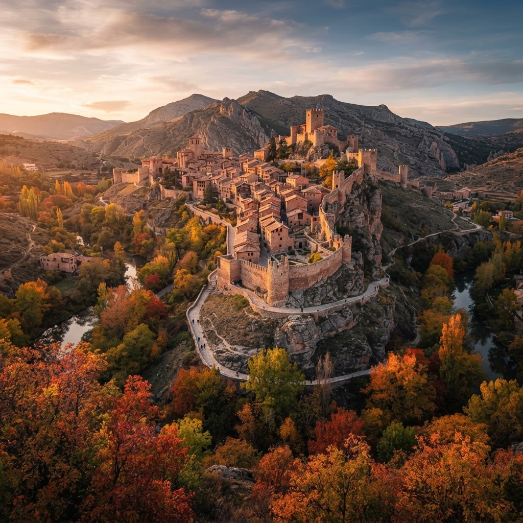 Albarracín looks like a fairytale village during the golden autumn months.