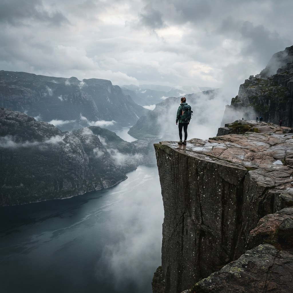 Standing at the edge of the world at Pulpit Rock.