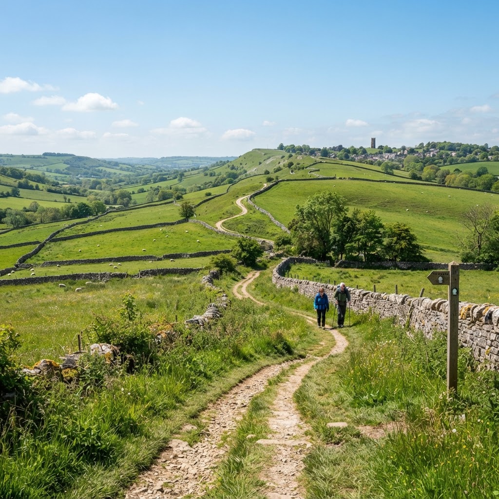 Enjoying the scenic beauty of the Cotswold Way.