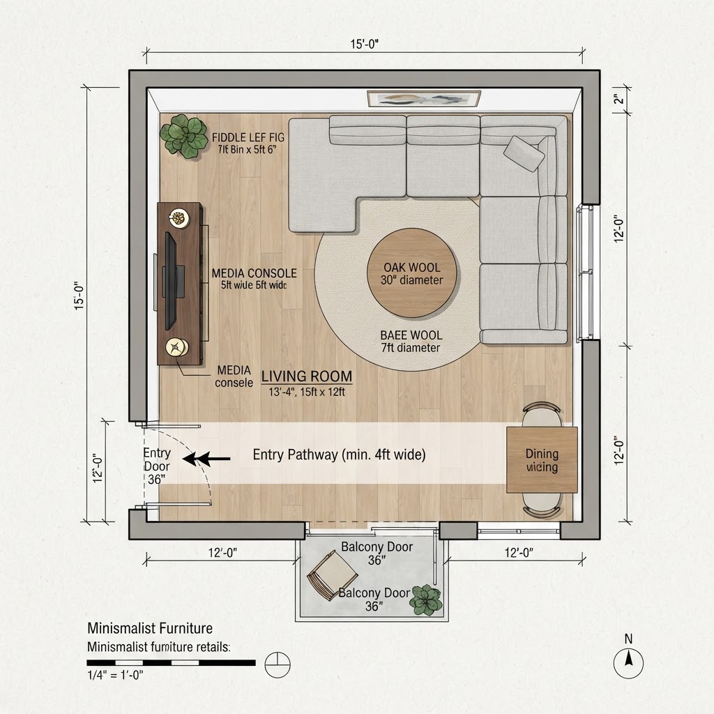 Planning your layout with clear walkways is essential for small-space living.