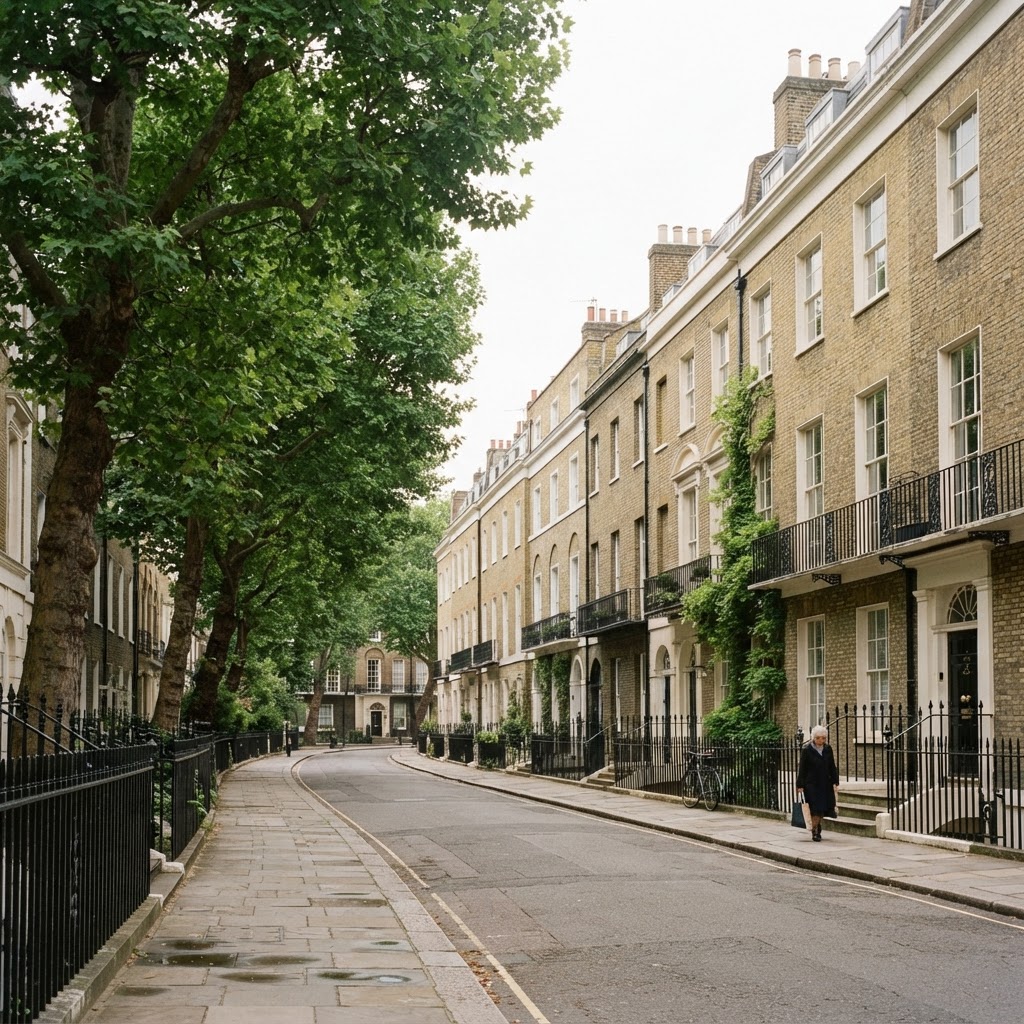 Hidden Mews and Quiet Streets: Discovering London’s Aesthetic 3 The serene and intellectual atmosphere of a quiet Bloomsbury street.