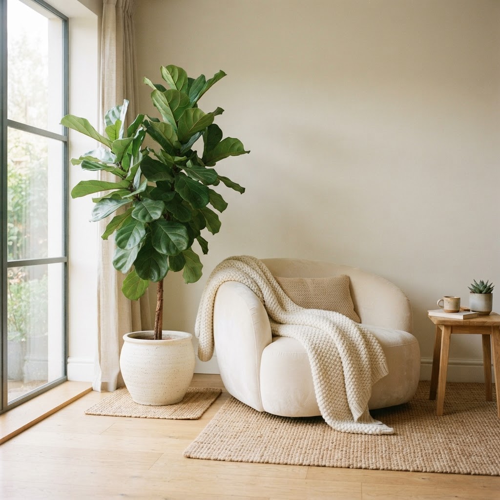 Use organic shapes like plants to soften the hard, boxy angles of a room.