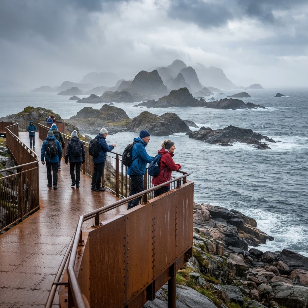 Walking the floating boardwalk at Eldhusøya.