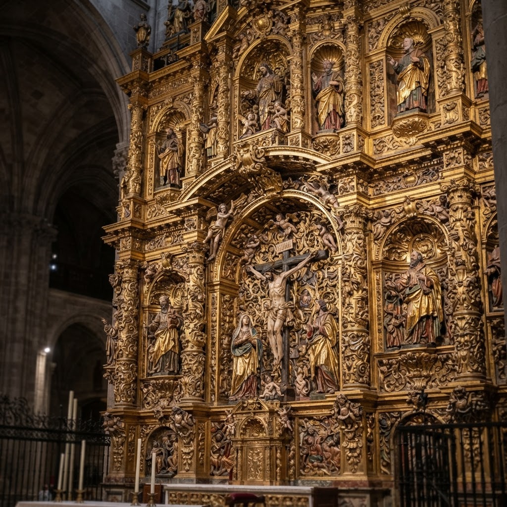 The magnificent Retablo Mayor, a masterpiece of gold and wood.