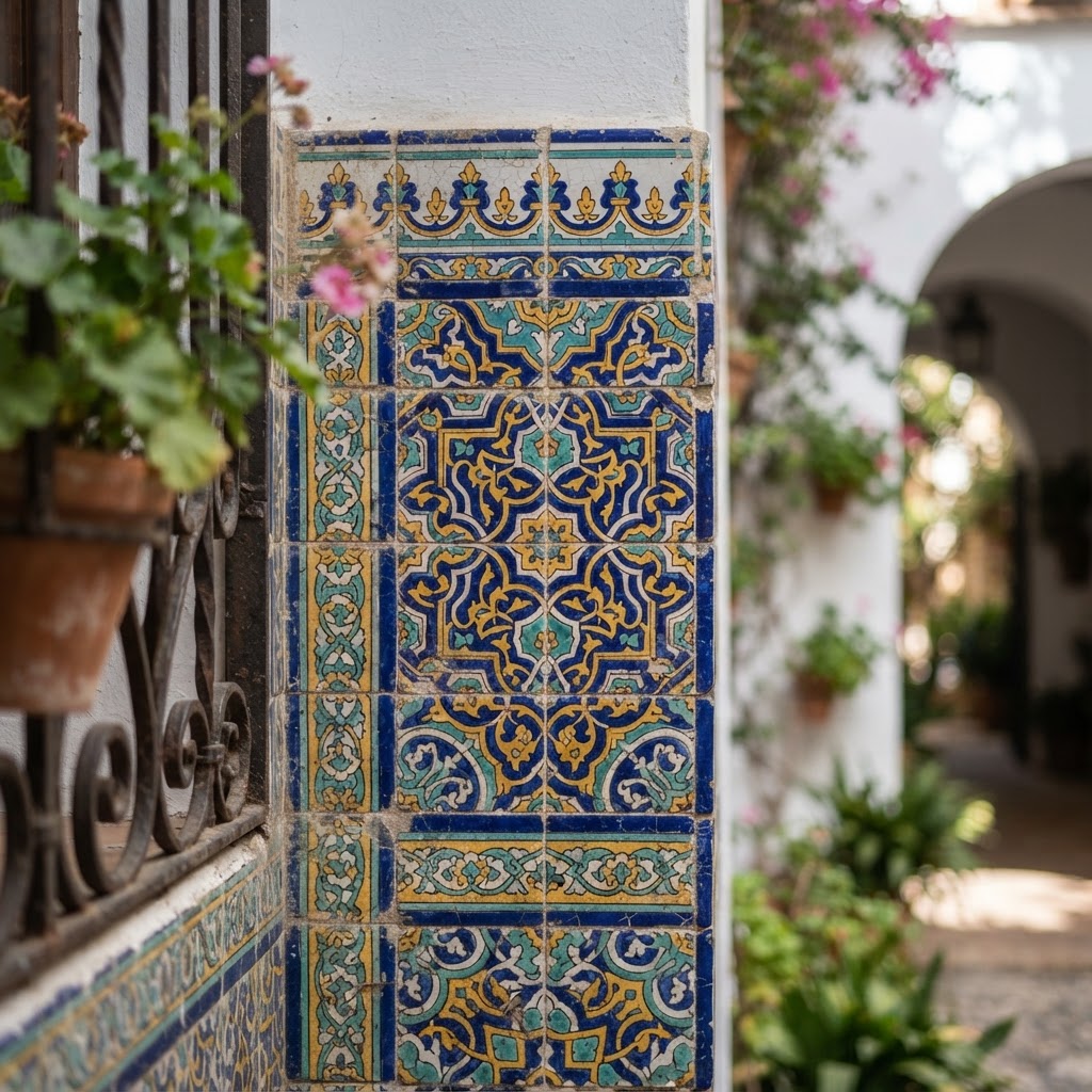 Top 10 Andalusian Patios You Have to See in Spain 4 Traditional hand-painted Moorish tiles provide exquisite detail to garden walls.