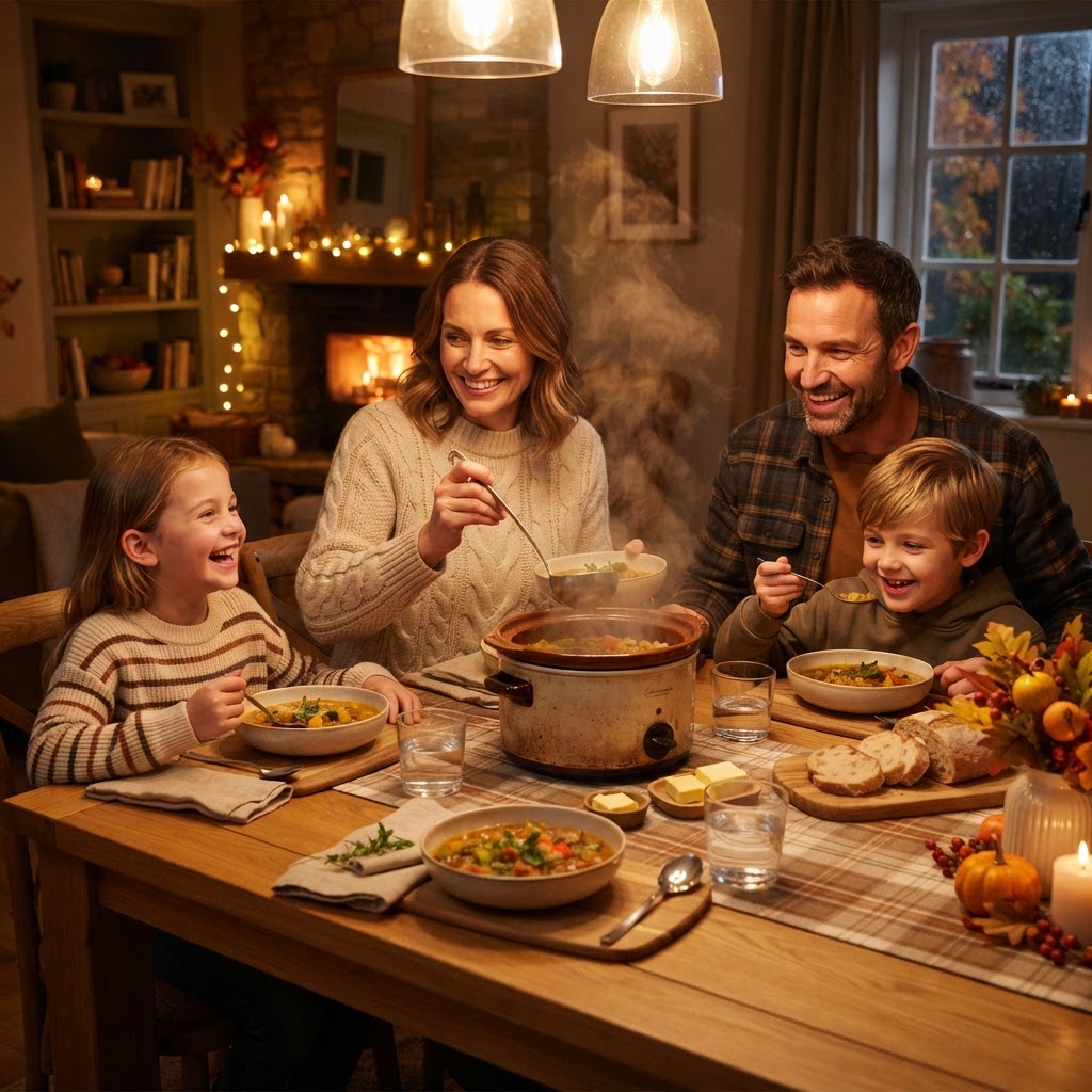 Bringing the family together with a warm, homemade slow cooker meal.