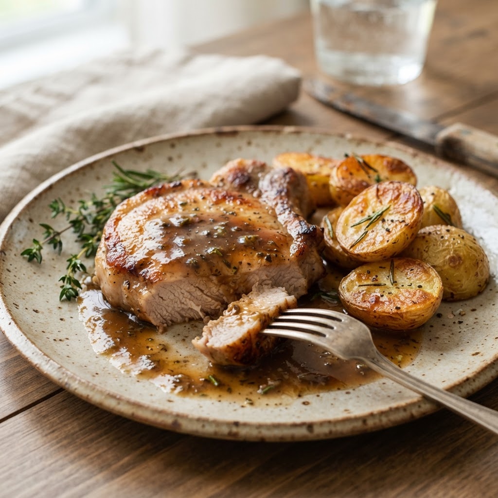 A close-up view of the tender, slow-cooked meal served on a plate.
