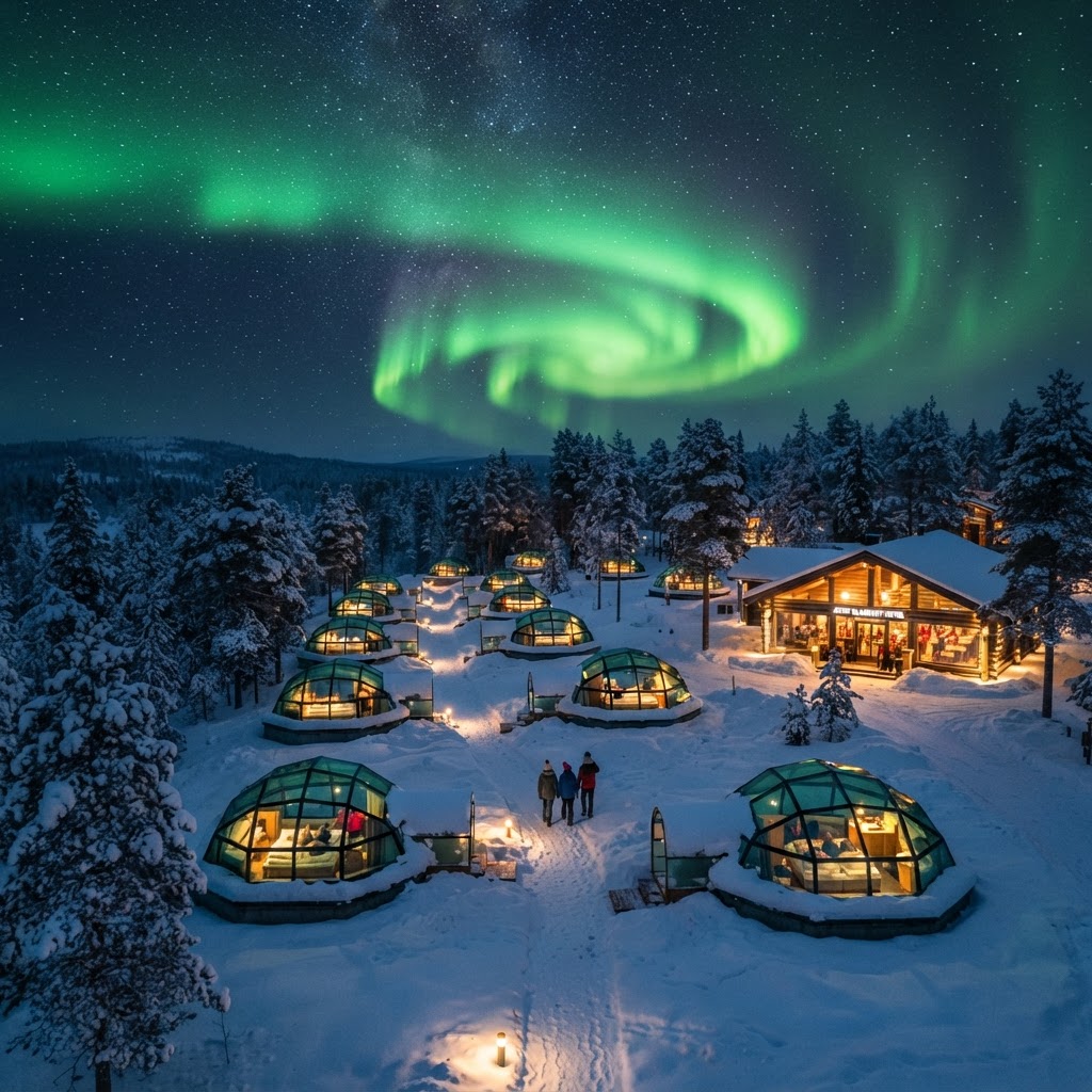 Staying in a glass igloo is the ultimate way to enjoy northern lights destinations.