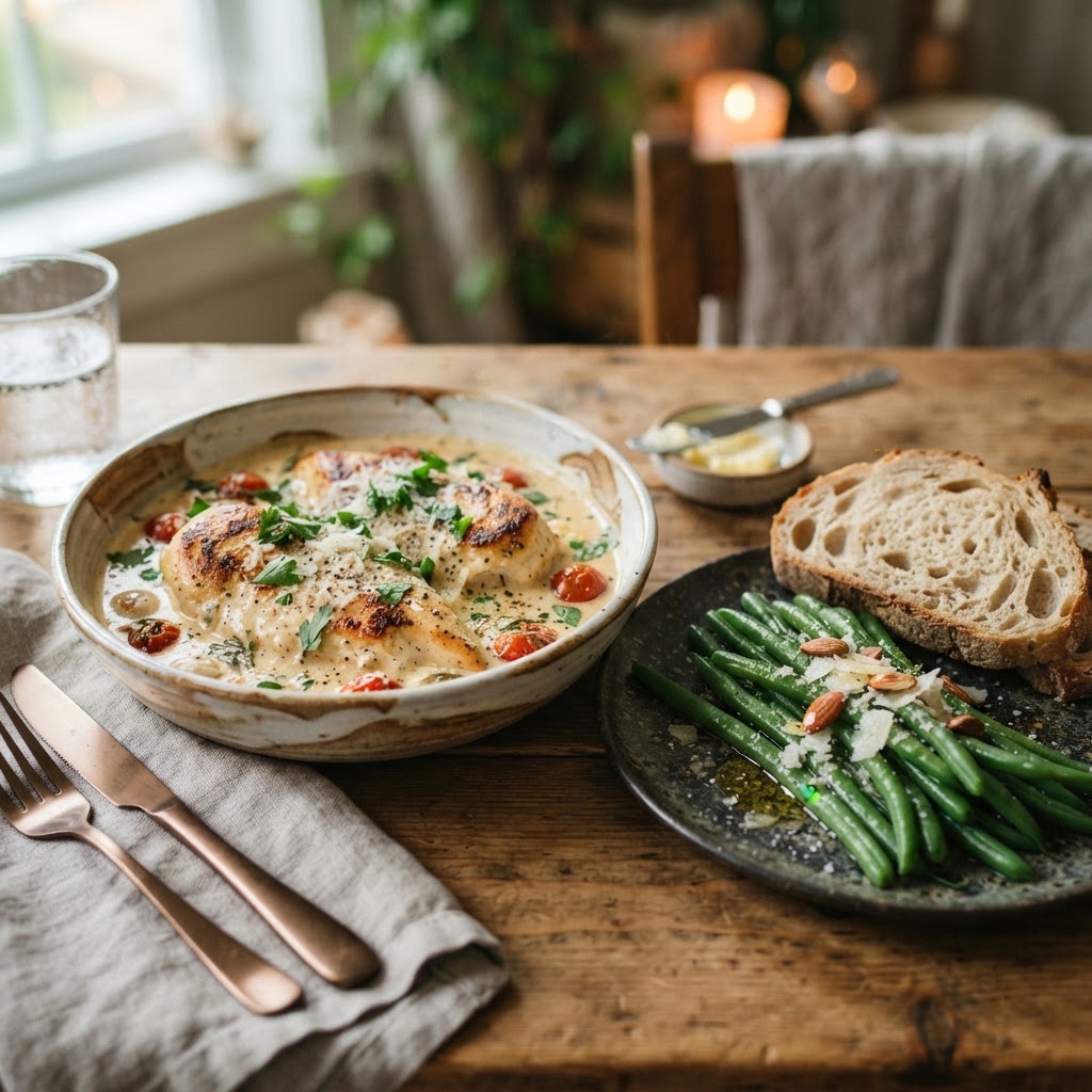 Perfectly plated chicken served with fresh sides for a healthy dinner.