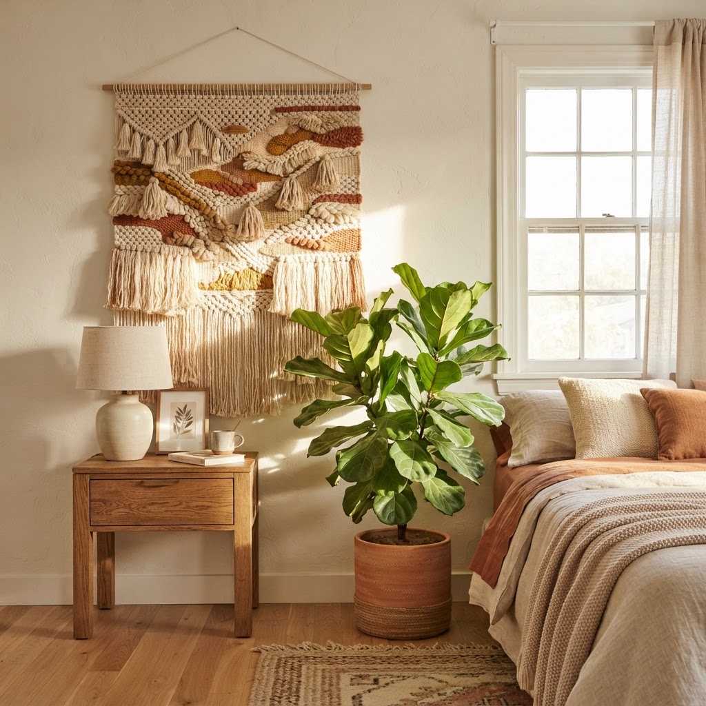 Wall hangings are perfect for covering blank walls.