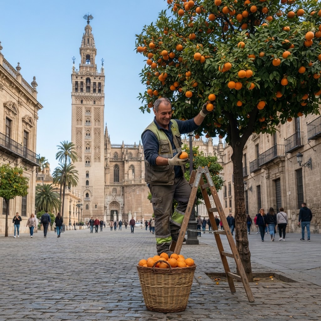 The annual harvest of Seville bitter oranges keeps the city clean and supports local industry.