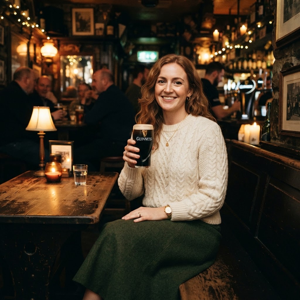 Cozy pub attire for those chilly Irish evenings.