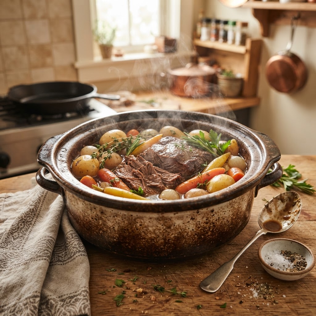 The perfect, fork-tender result of an 8-hour slow cook.