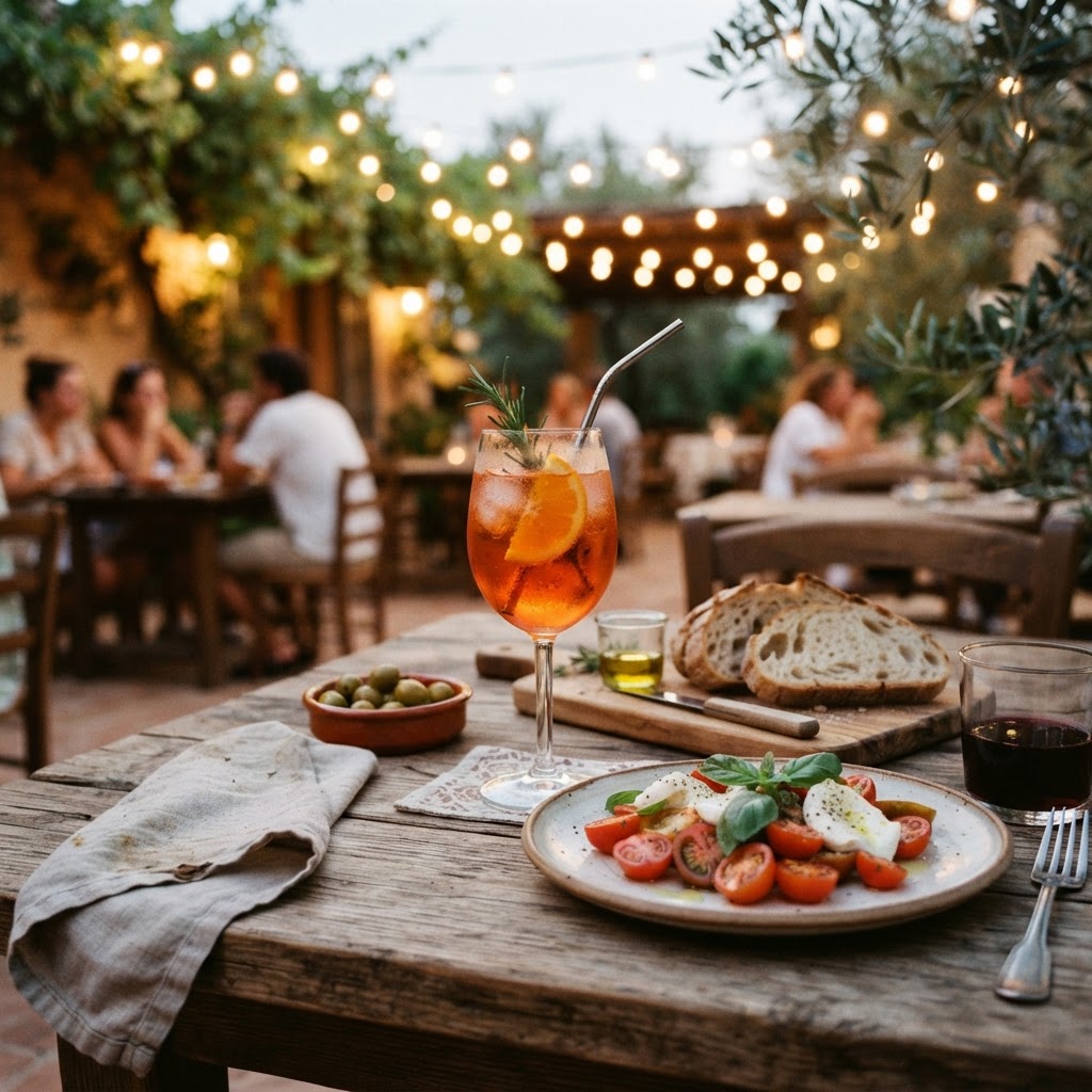 The perfect Italian aperitivo setup for a long summer night.