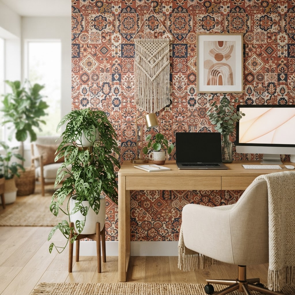Bring life to your walls with trailing plants and temporary decor elements.