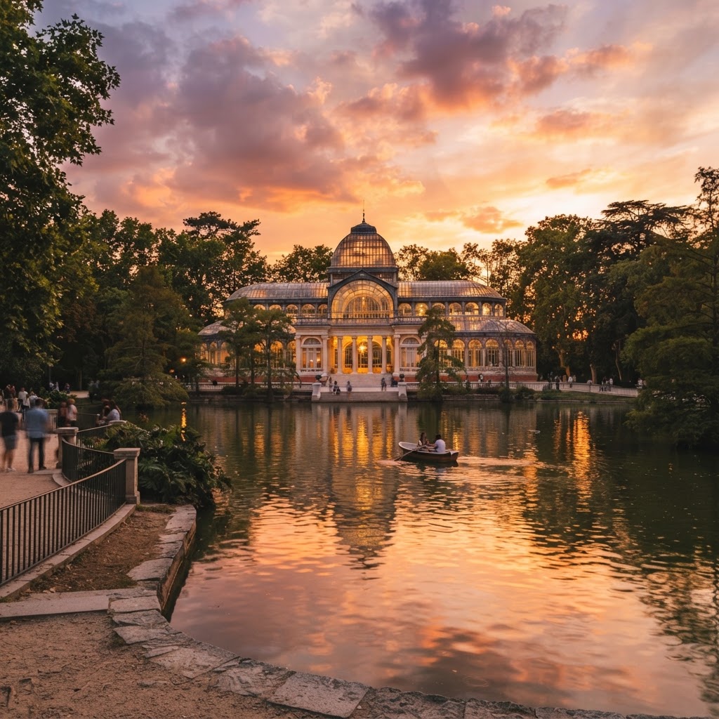 The Crystal Palace at sunset, a serene golden hour highlight.