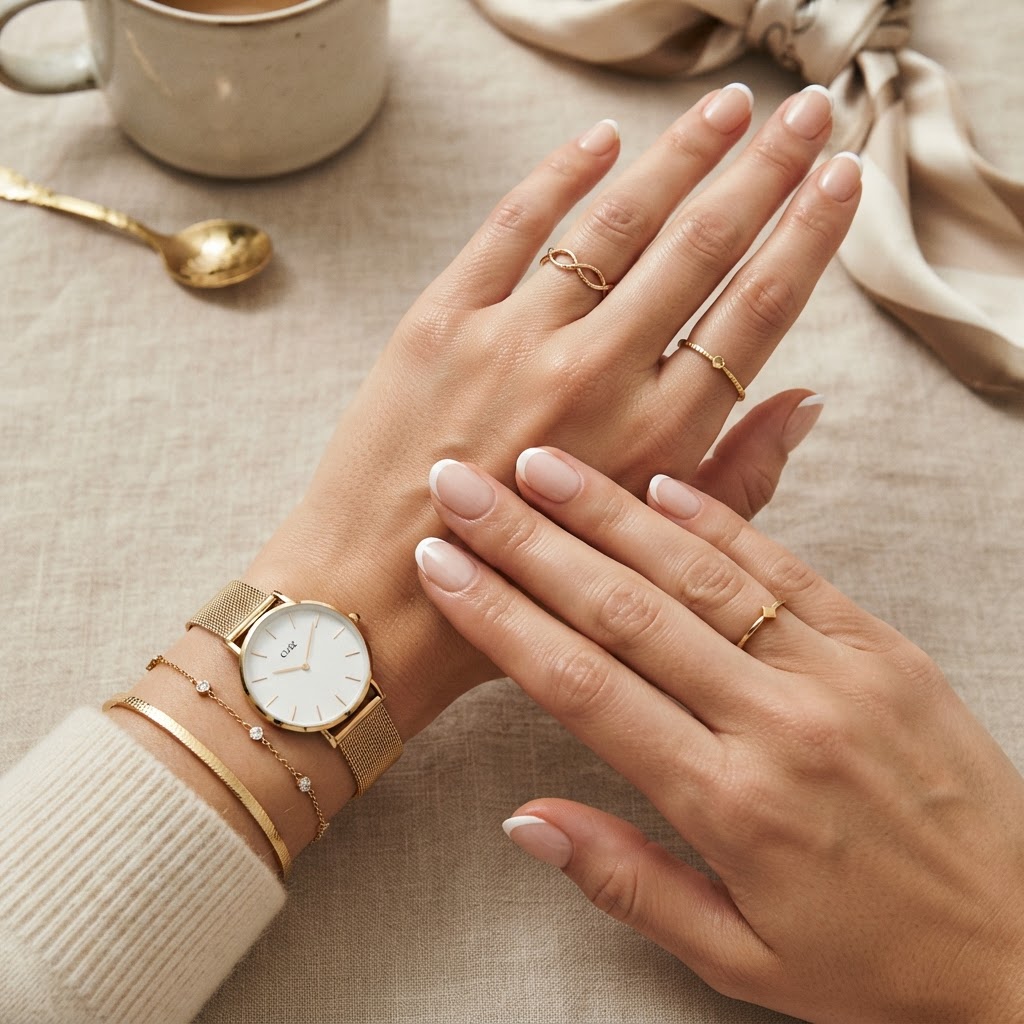 Timeless elegance with a classic french tip manicure you can apply at home.