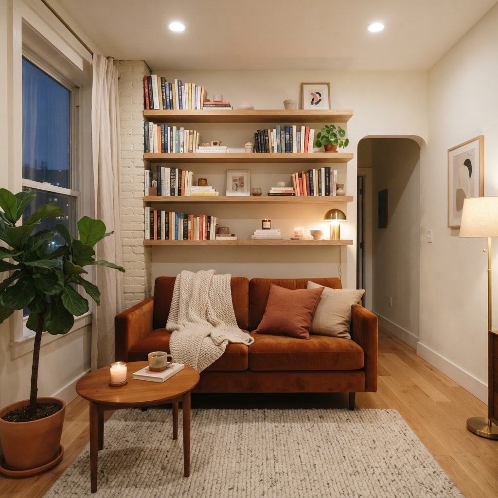 Utilizing vertical wall space keeps the floor clear and organized.