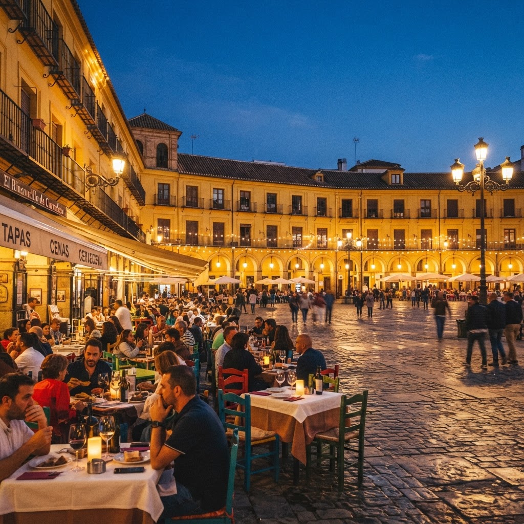 The enchanting atmosphere of Cordoba's Plaza de la Corredera at night.