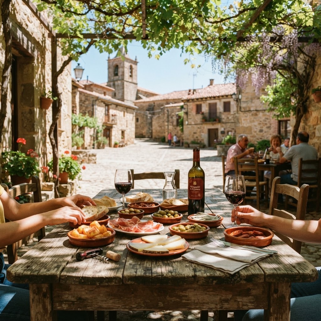 Authentic local cuisine is at the heart of the Spanish village experience.