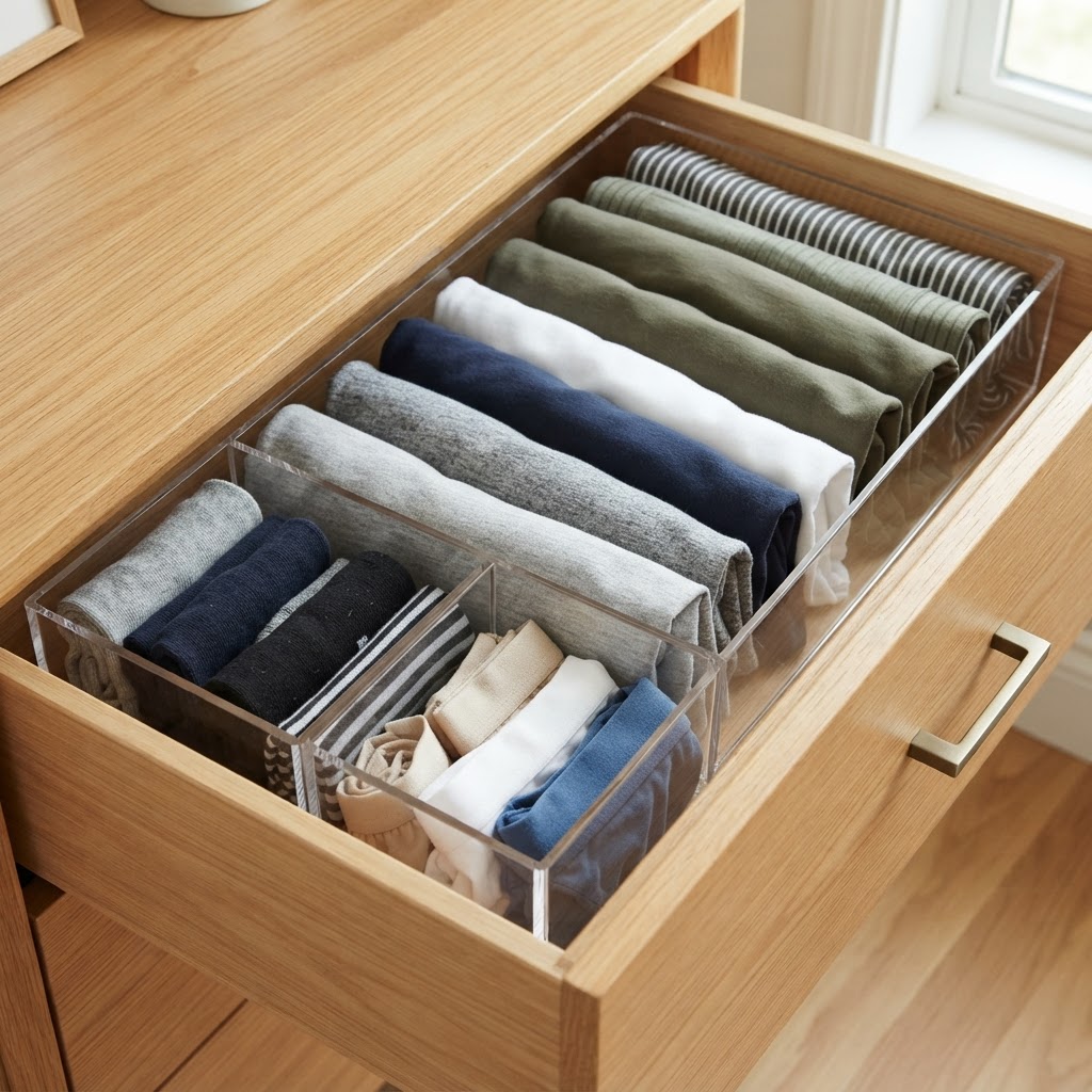 Using drawer dividers for ultimate organization.