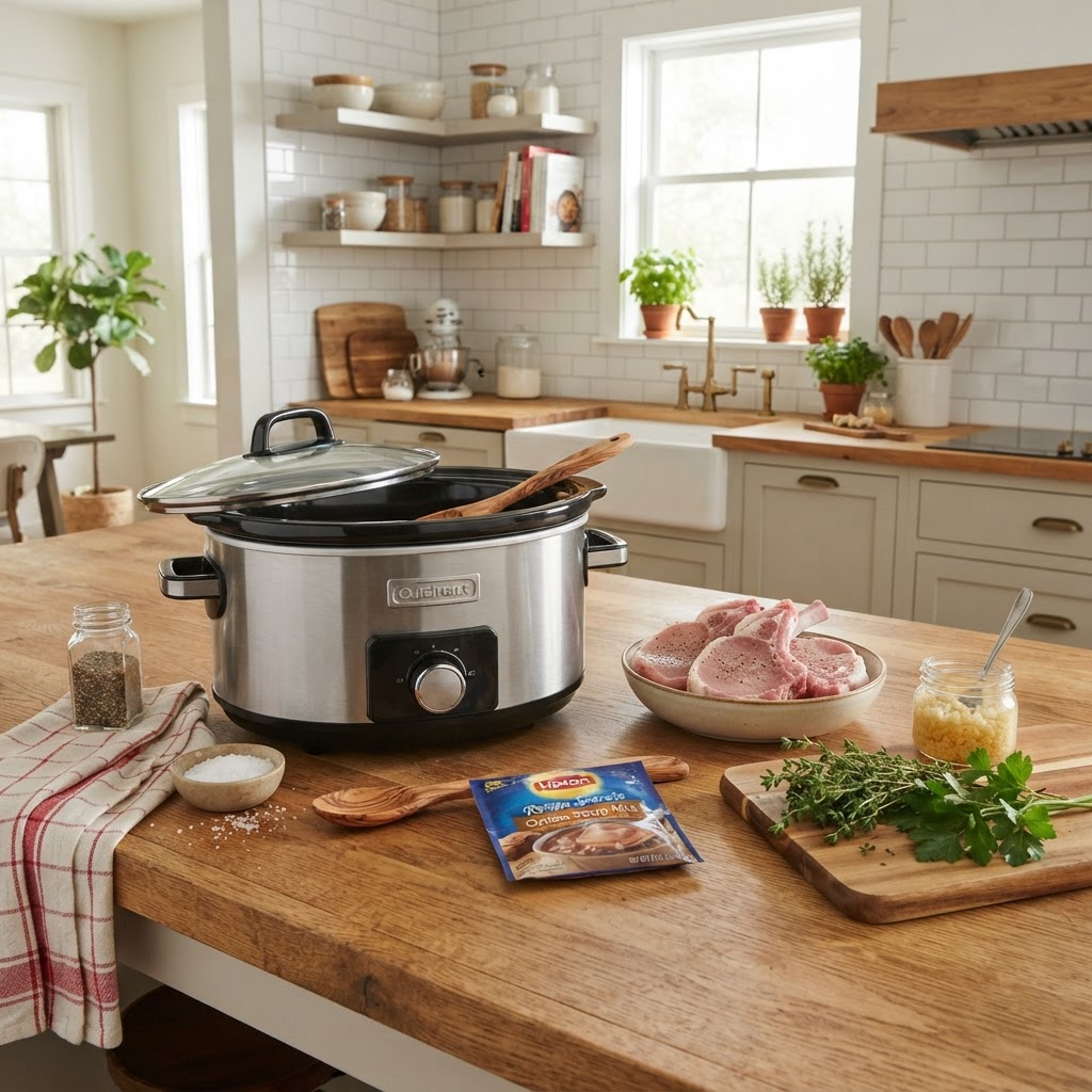 The essential ingredients for a successful slow cooker dinner.