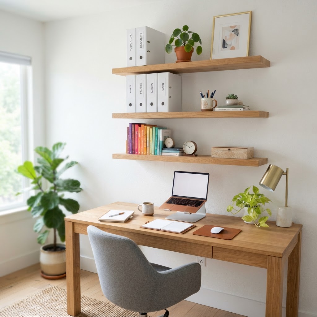 Vertical organization keeps your desk clutter-free.