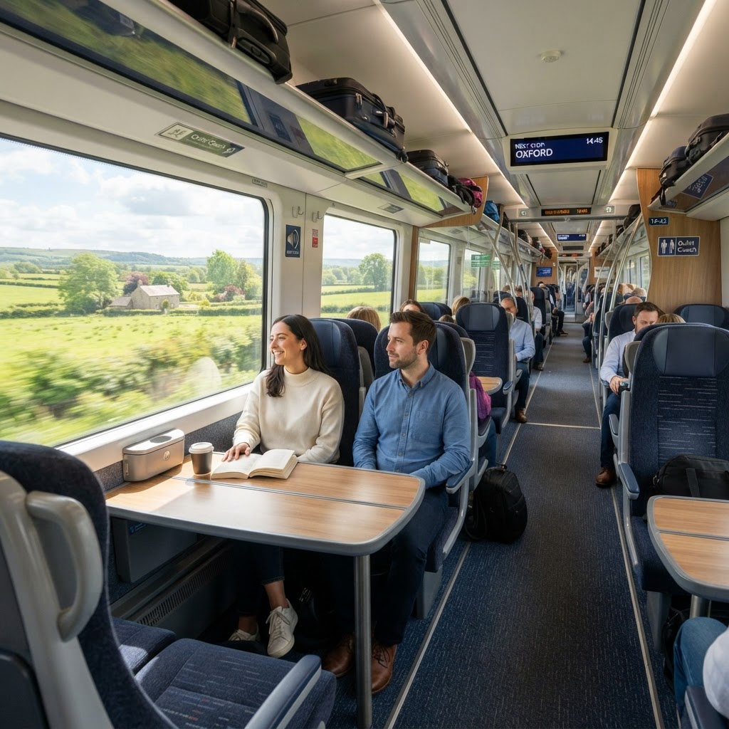 Taking the train is a relaxing way to enjoy the scenery.