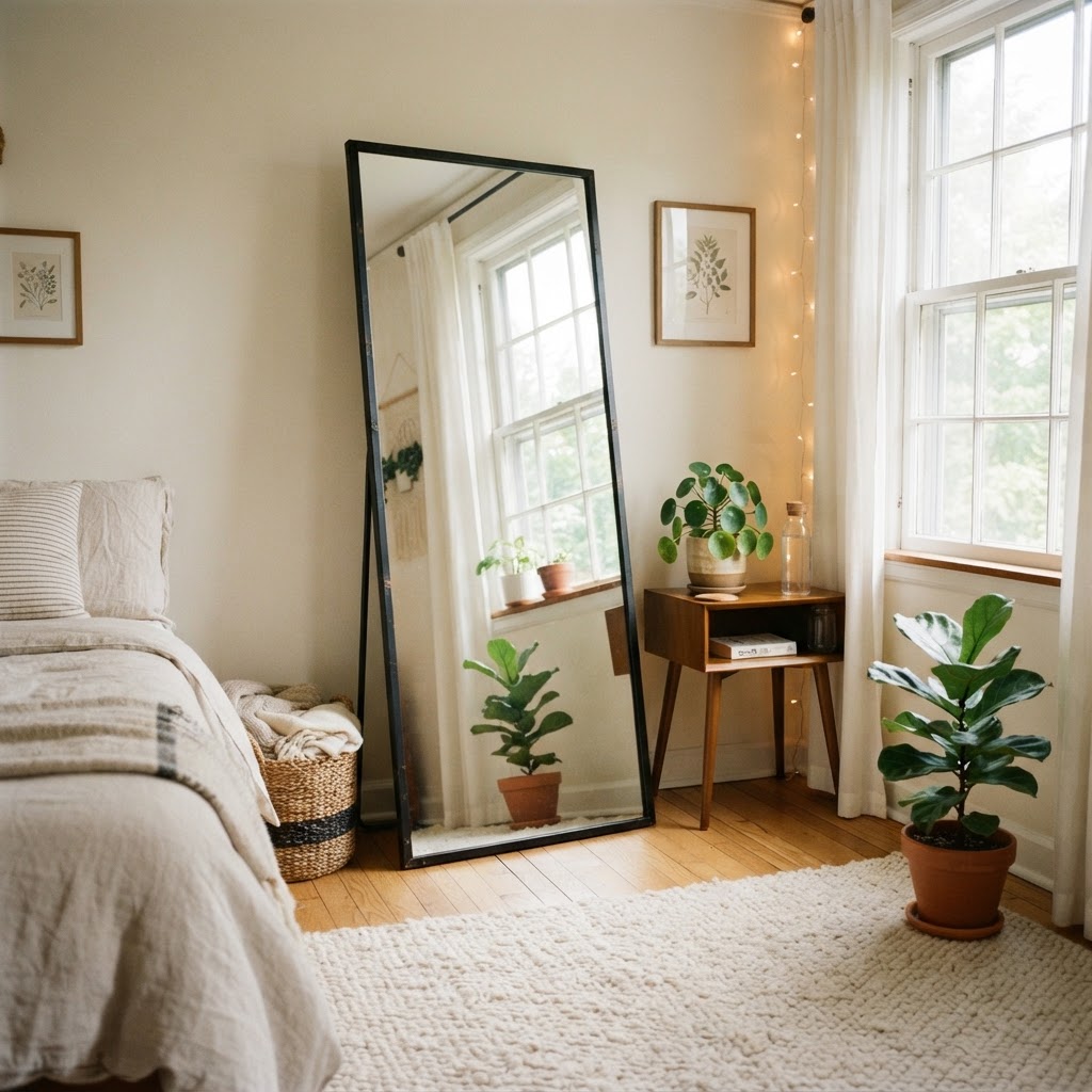 Mirrors are essential for making a small room feel twice as large.