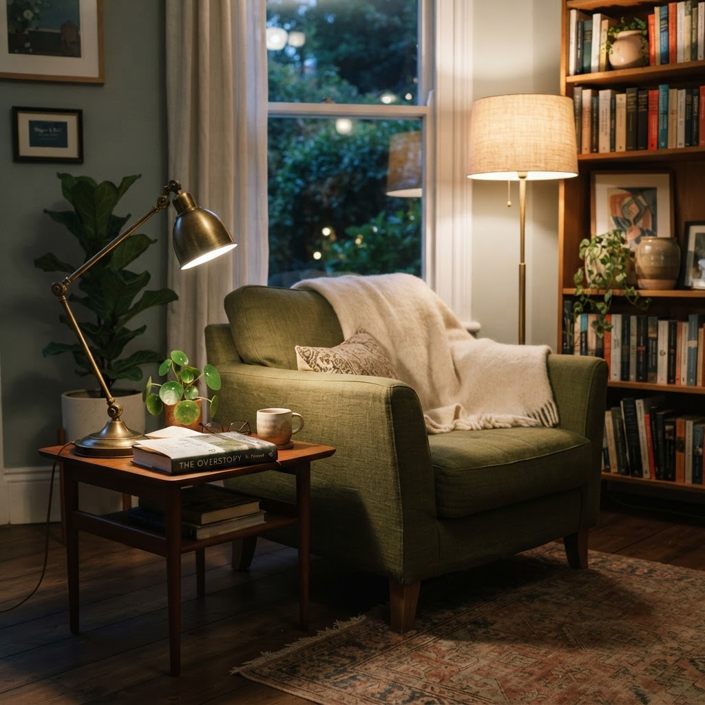 Task lighting complements ambient light for a functional space.