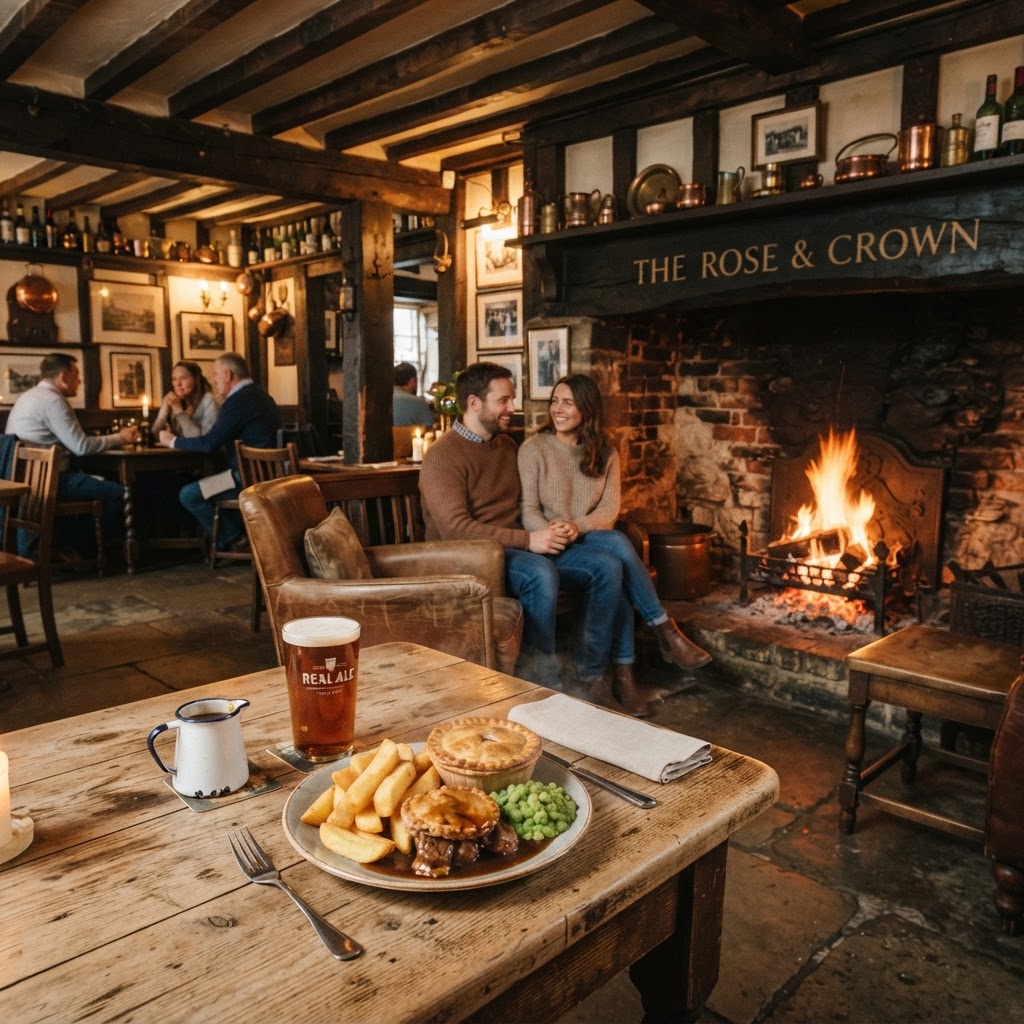 Indulge in a traditional meal at one of the region's many historic, cozy gastropubs.