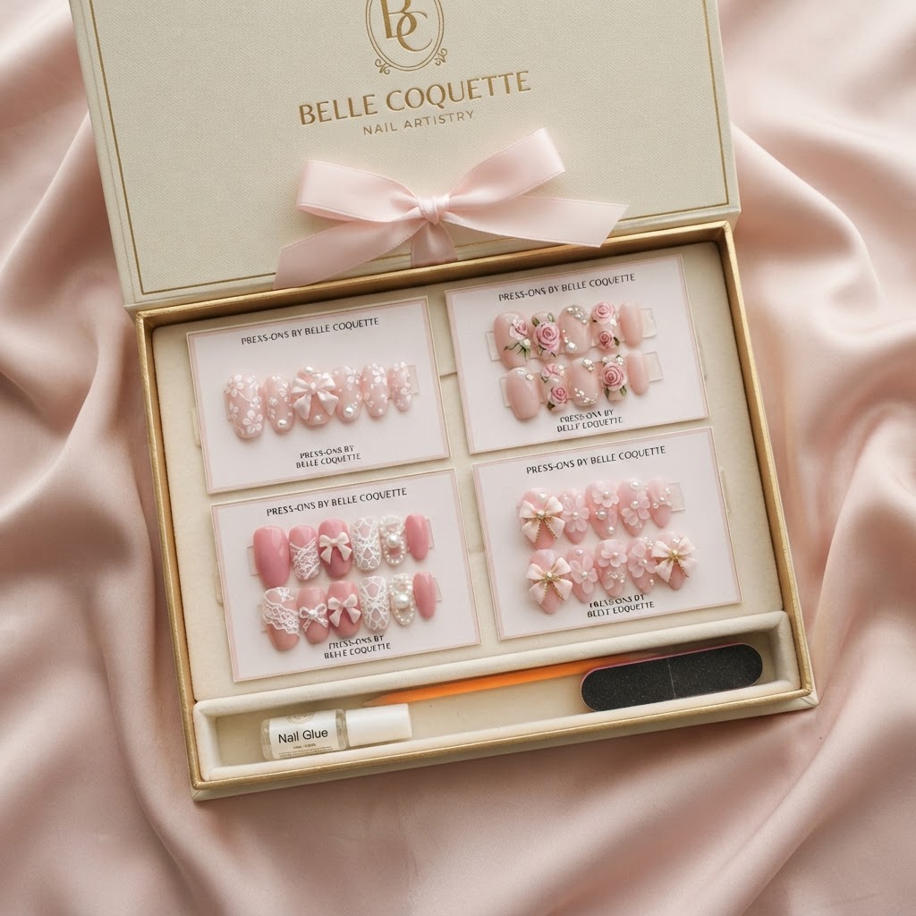 Curated collection of affordable floral press-on nails.