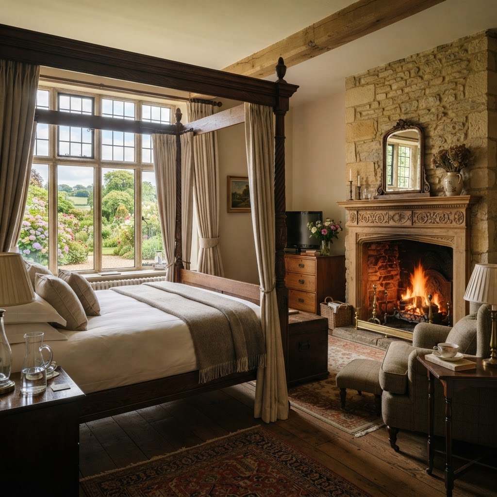 The Swan Hotel & Other Dreamy Cotswolds Stays 3 A luxurious, cozy suite perfect for a countryside escape.