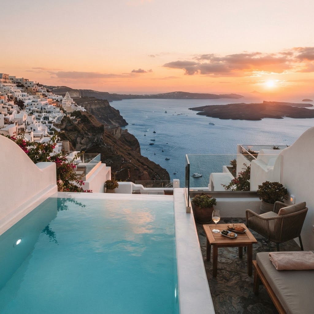 Experience the ultimate luxury with a private caldera view.