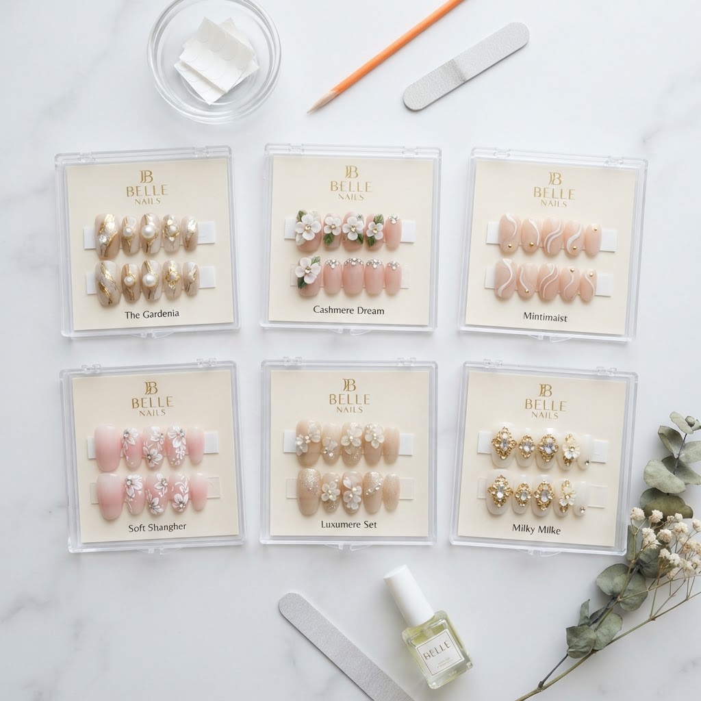 A curated collection of professional press-on nail sets for any occasion.