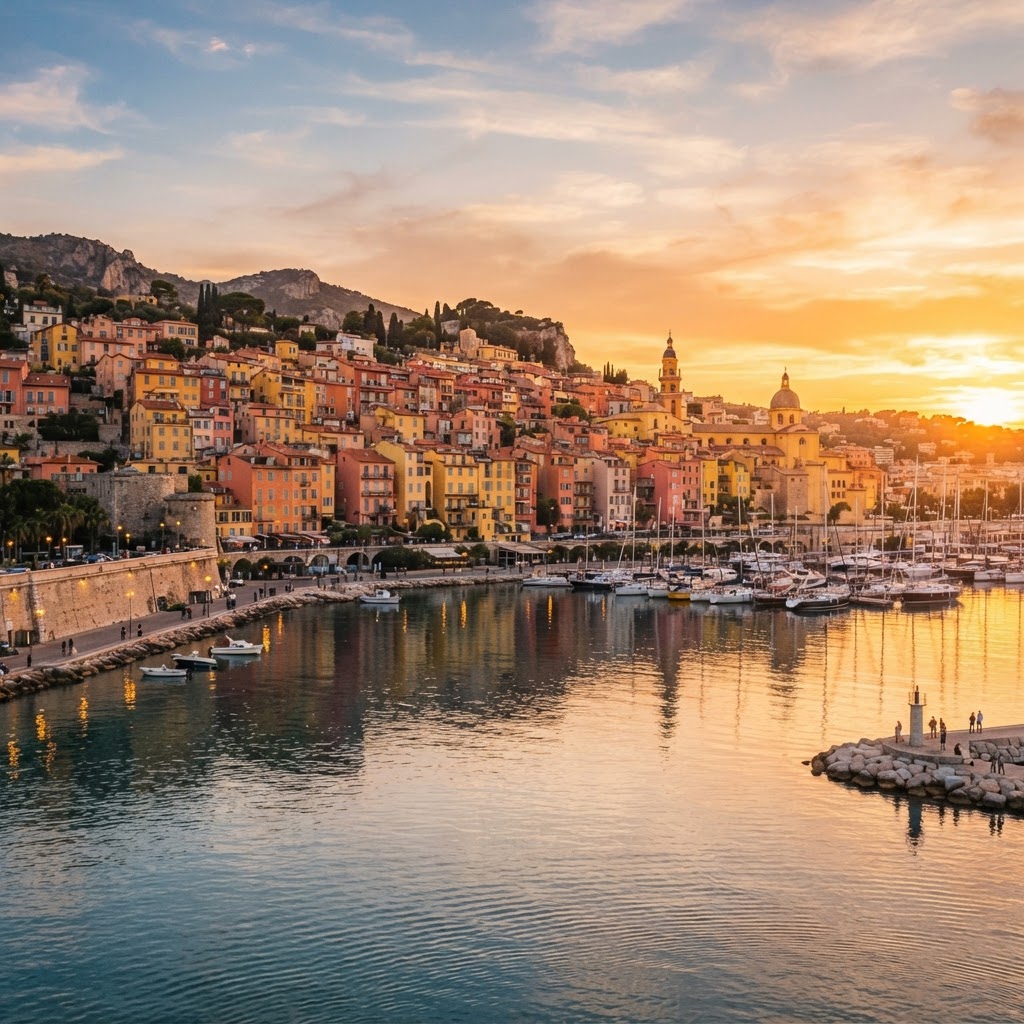 The vibrant, sun-drenched waterfront of Menton.