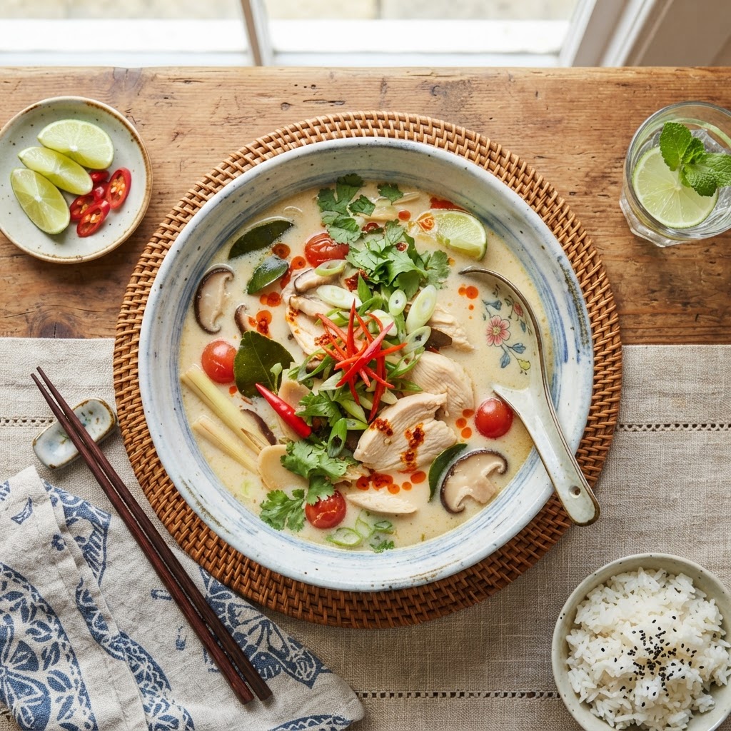 Flavorful and aromatic Thai Tom Kha soup.
