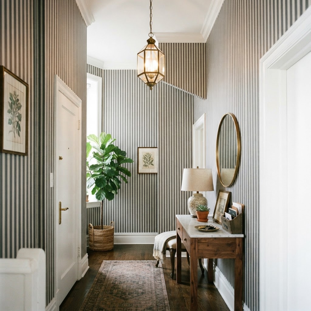 Vertical stripes are a clever design trick to draw the eye upward and create height.