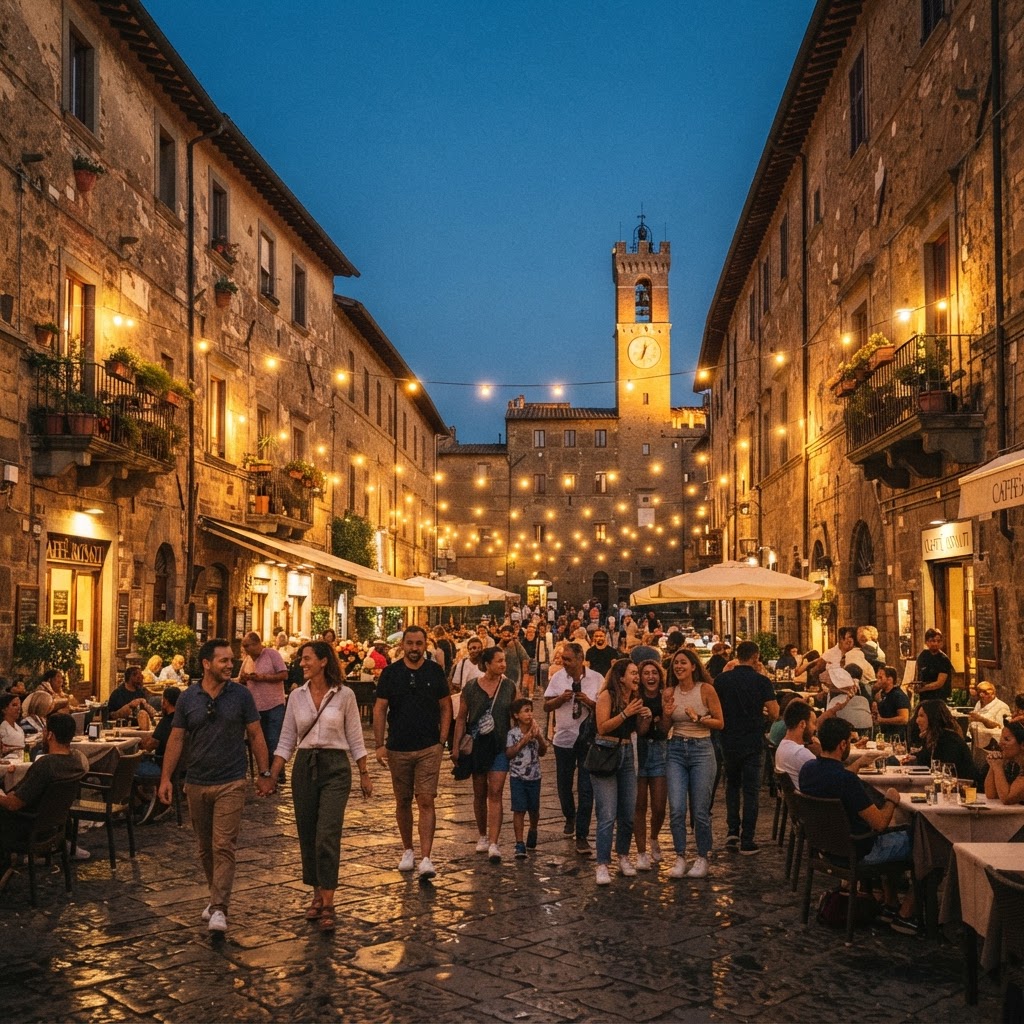 Italian Summer Evenings: The Magic That Never Ends 2 The vibrant atmosphere of the nightly passeggiata in an Italian town.